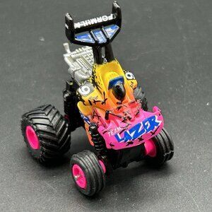 Vintage 90s Micro Machines TEAM LAZER Monster Truck Pink Yellow Galoob Tuff Trax